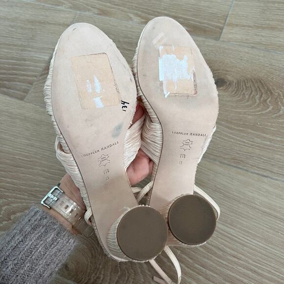 NEW $395 Loeffler Randall Reed Cream Sparkle Pleated Twist Heel - Picture 10 of 13